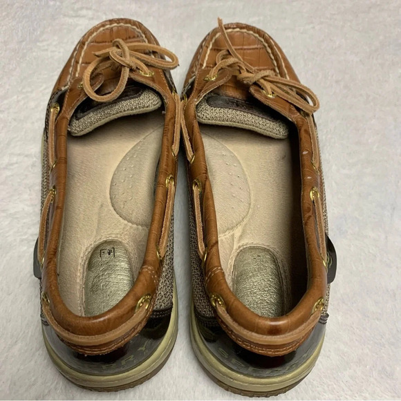 Sperry Topsiders size 6.5M brown/cream leather ties some cracking on the sides - Picture 4 of 10